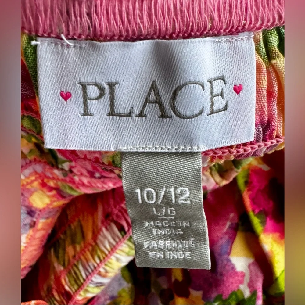 The Childrens Place Off Shoulder Short Sleeve Dress Pink & Yellow Floral 10/12 - Picture 6 of 16